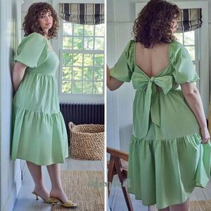 NEW Eloquii green Empire Tie‎ Back Midi Dress, women's plus size 20
